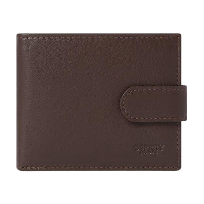 Chocolate Brown - Front - Osprey Wesley Leather Popper Wallet