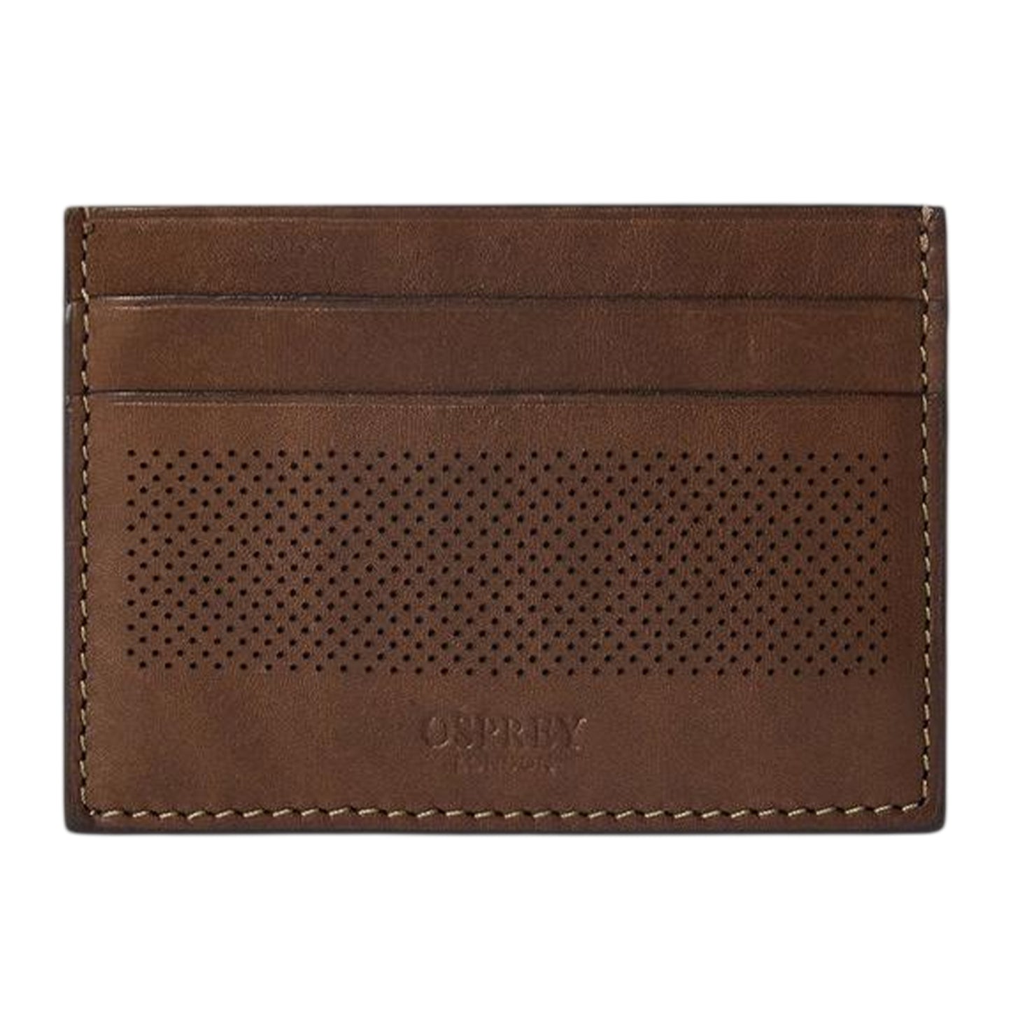 Chocolate Brown - Front - Osprey Arthur Perforated Leather Card Holder