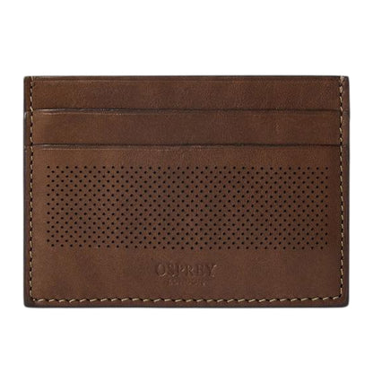 Chocolate Brown - Front - Osprey Arthur Perforated Leather Card Holder