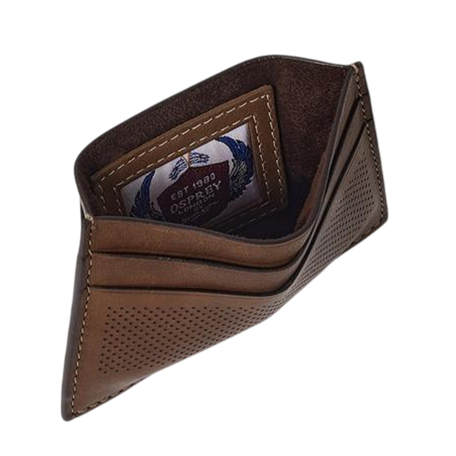 Chocolate Brown - Side - Osprey Arthur Perforated Leather Card Holder