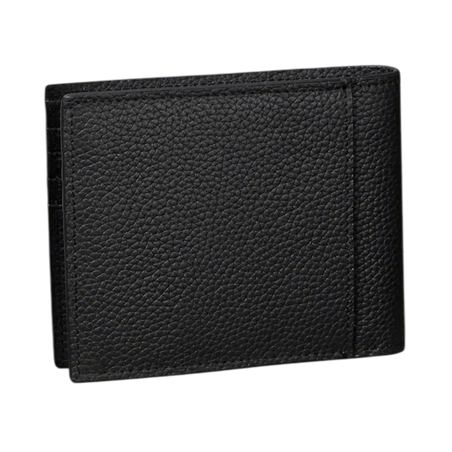 Black - Back - Calvin Klein Embossed Leather Logo Everyday Wallet