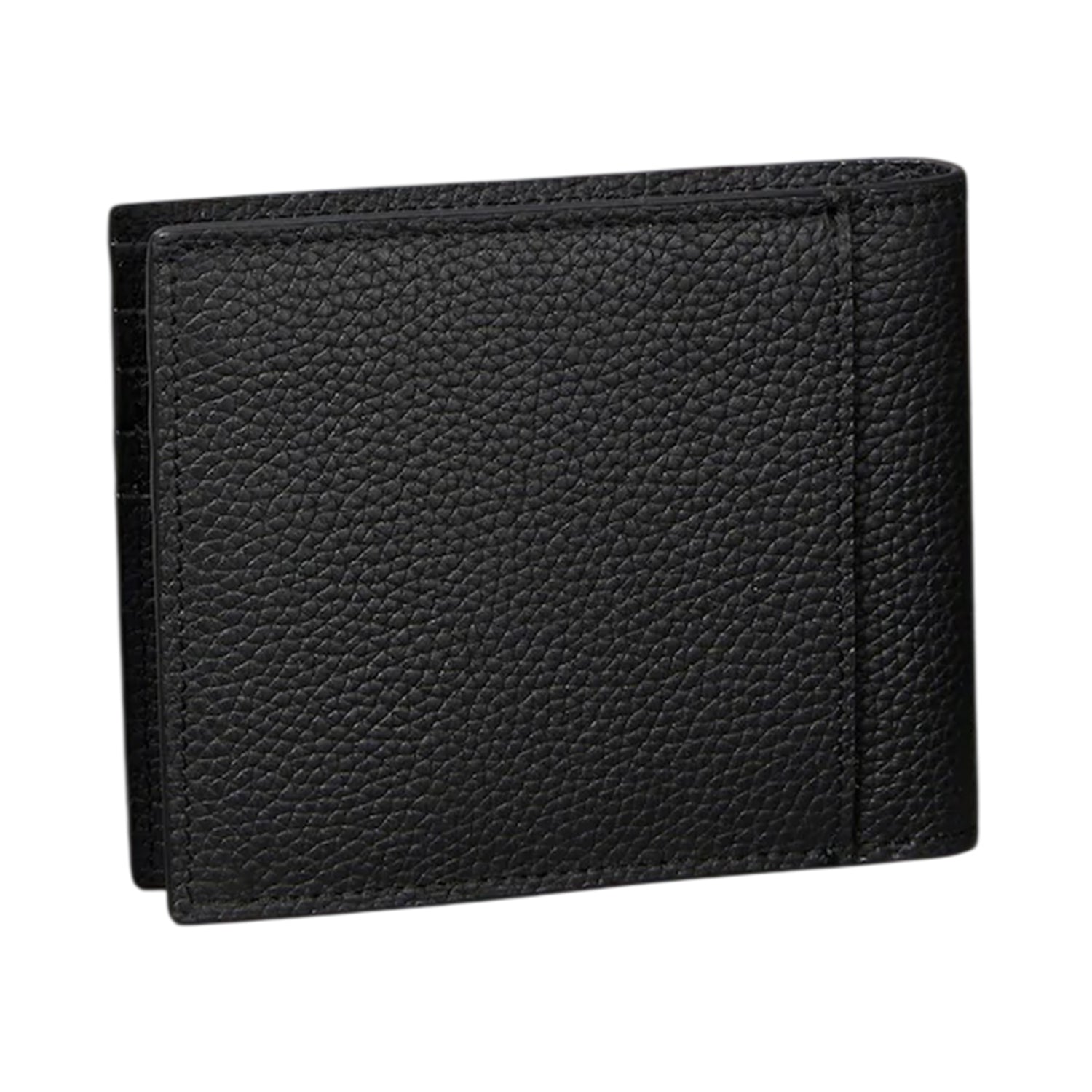 Black - Back - Calvin Klein Embossed Leather Logo Everyday Wallet