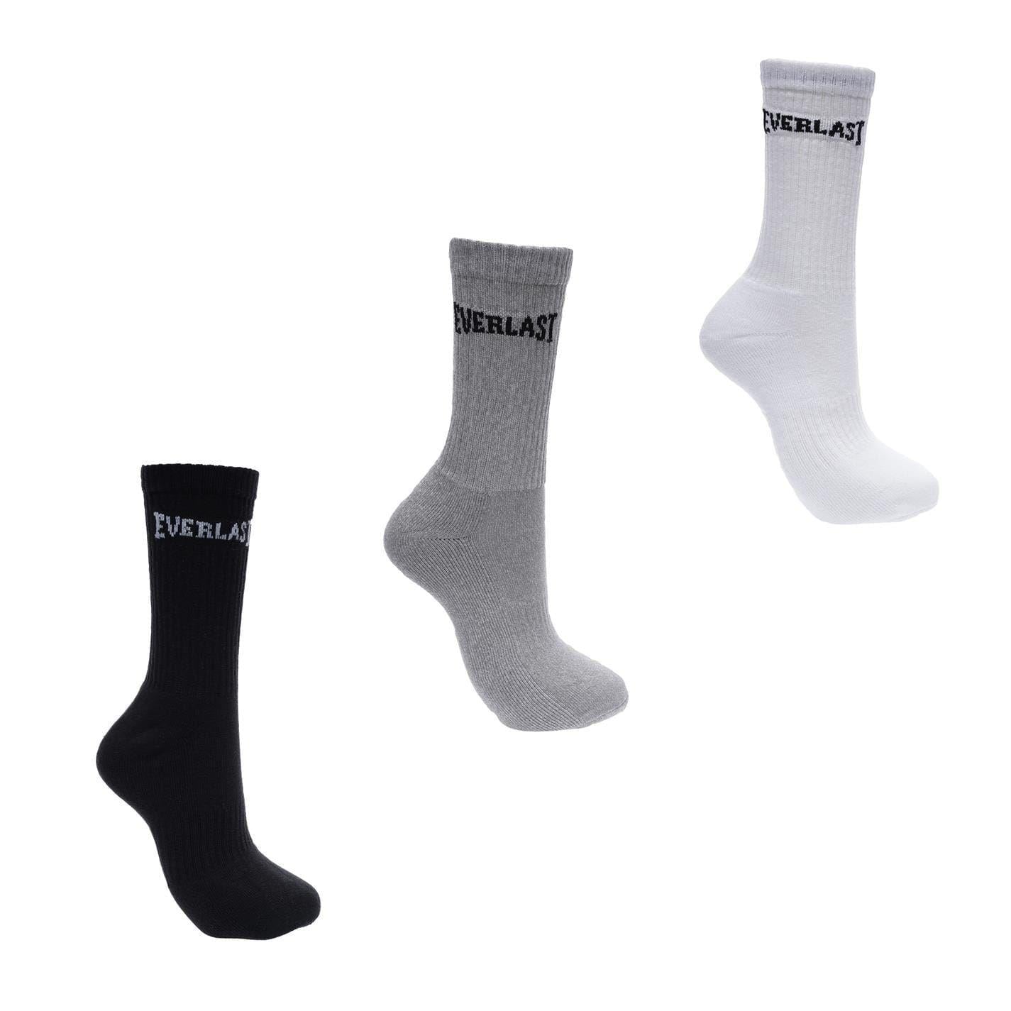 Black-Grey-White - Front - Everlast Mens Crew Socks (Pack of 3)