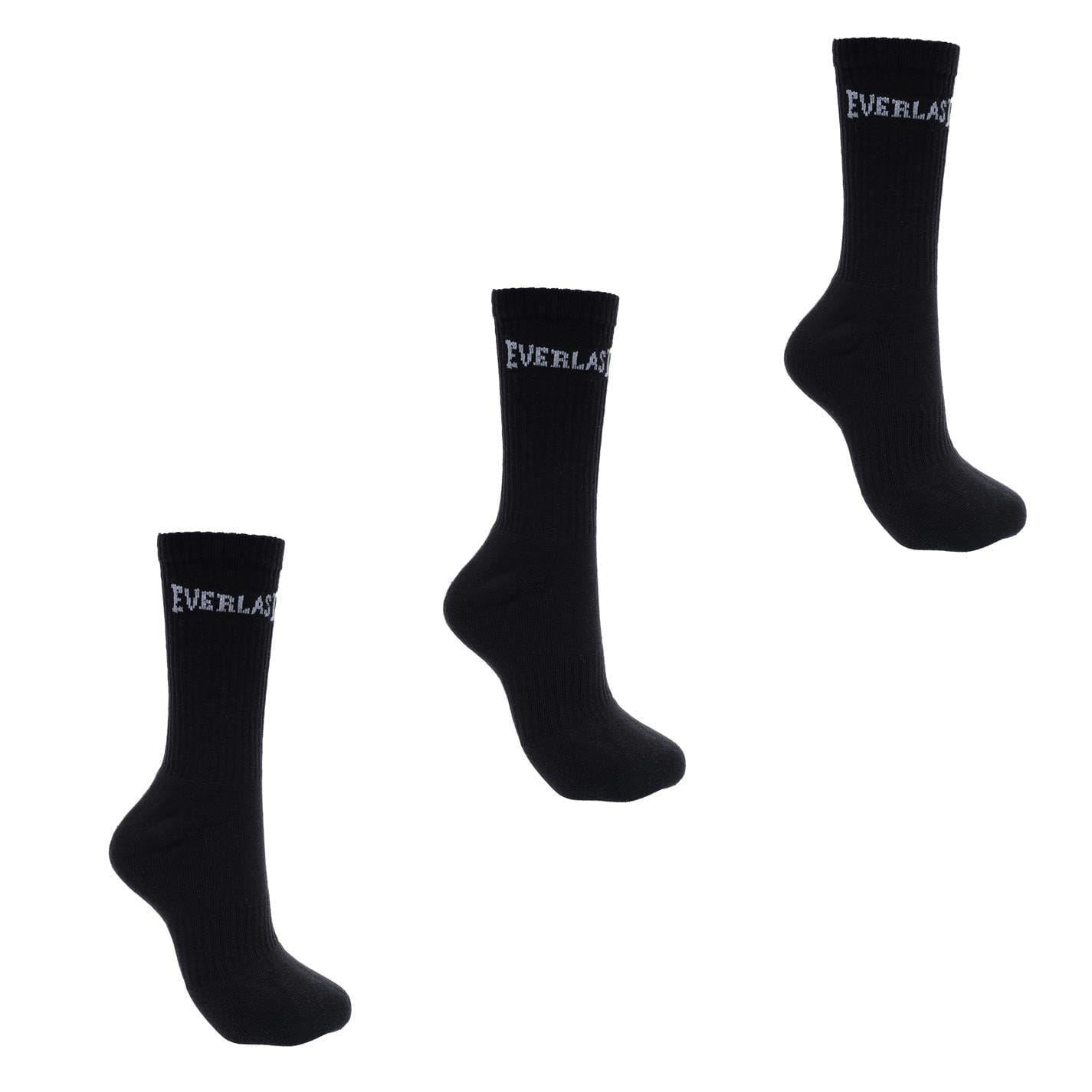 Black - Front - Everlast Mens Crew Socks (Pack of 3)