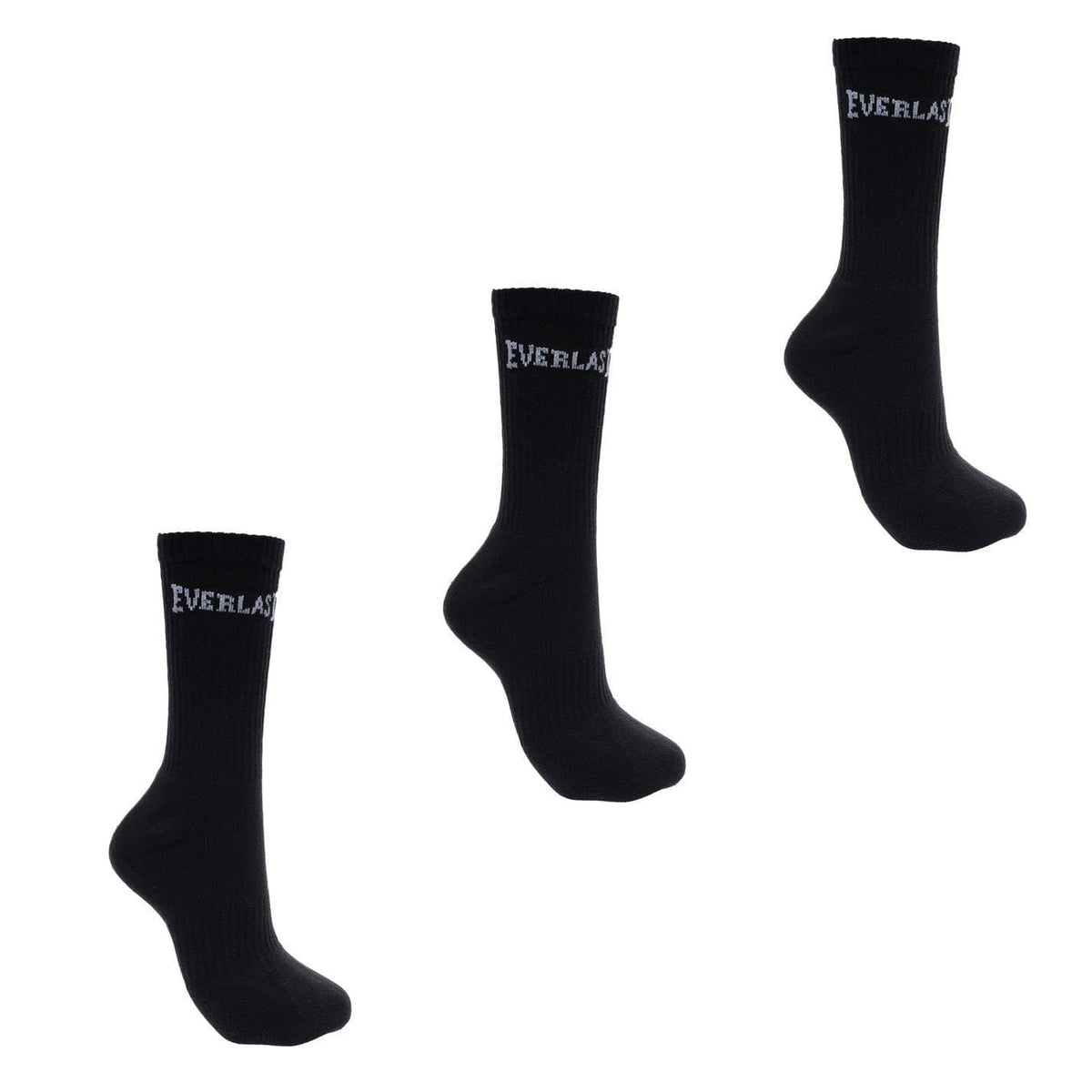 Black - Front - Everlast Mens Crew Socks (Pack of 3)