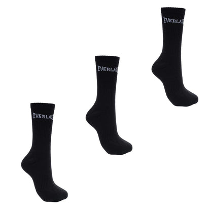 Black - Front - Everlast Mens Crew Socks (Pack of 3)