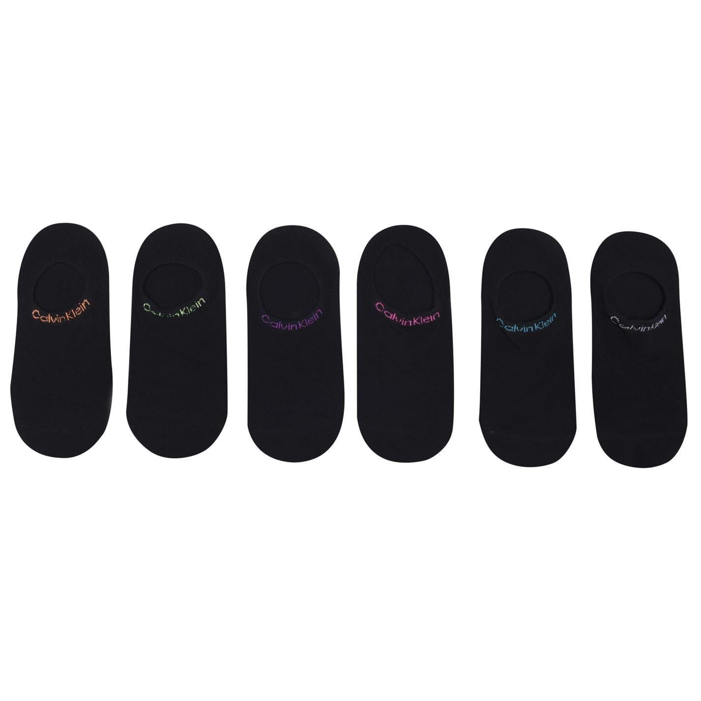 Black - Front - Calvin Klein Womens-Ladies Combed Cotton No-Show Socks (Pack of 6)