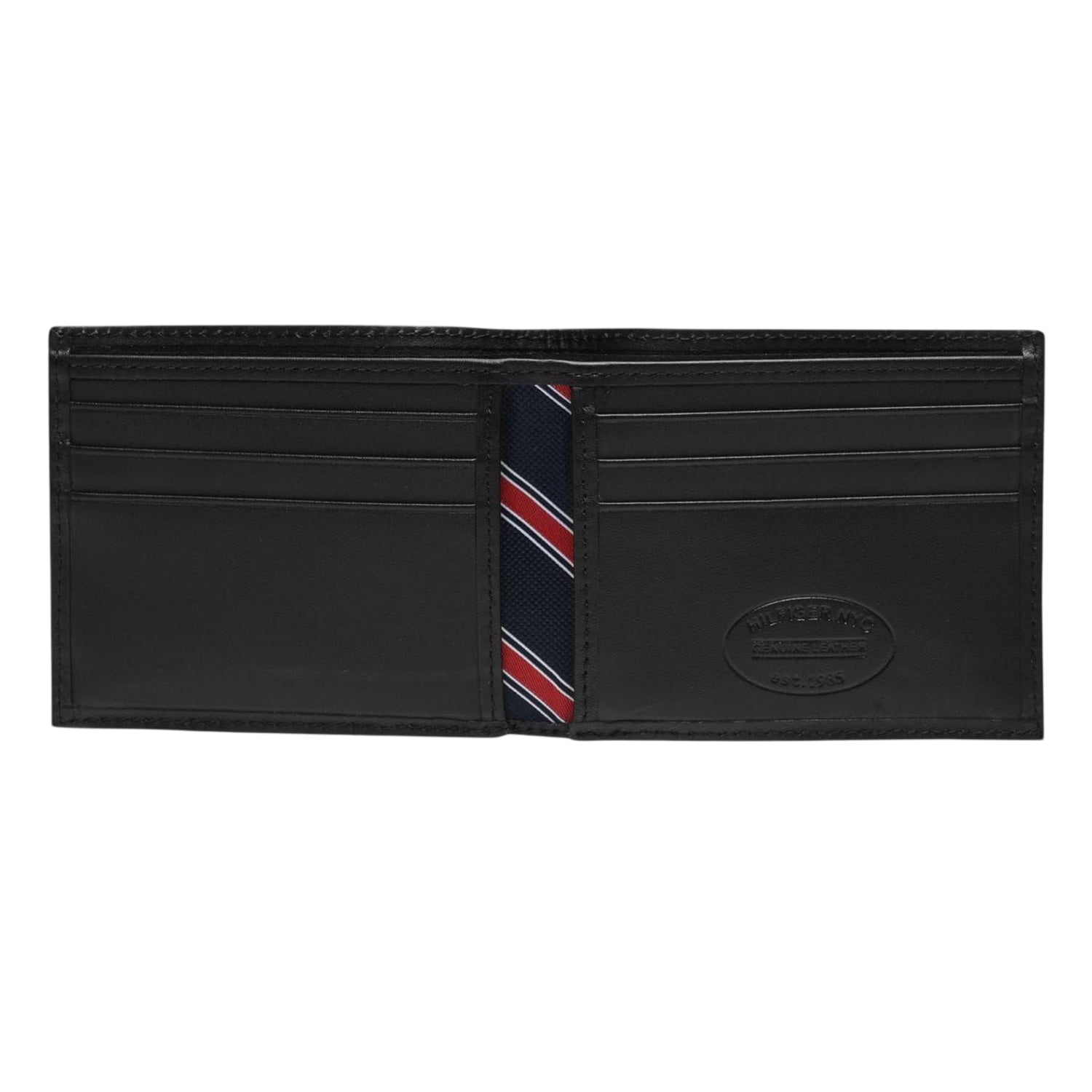 Black - Side - Tommy Hilfiger Eton Bifold Leather Embossed Everyday Wallet
