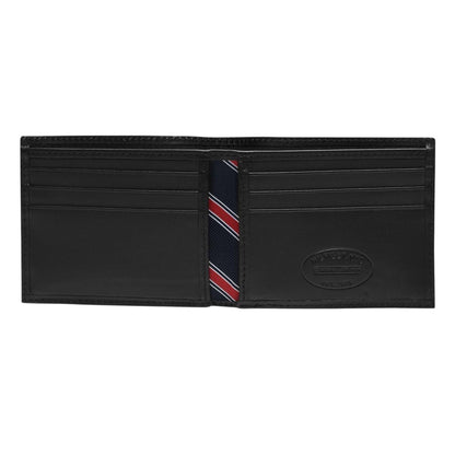 Black - Side - Tommy Hilfiger Eton Bifold Leather Embossed Everyday Wallet