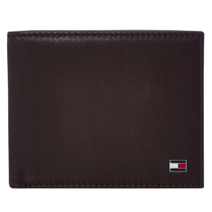 Brown - Front - Tommy Hilfiger Eton Bifold Leather Embossed Everyday Wallet