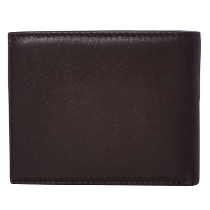 Brown - Back - Tommy Hilfiger Eton Bifold Leather Embossed Everyday Wallet