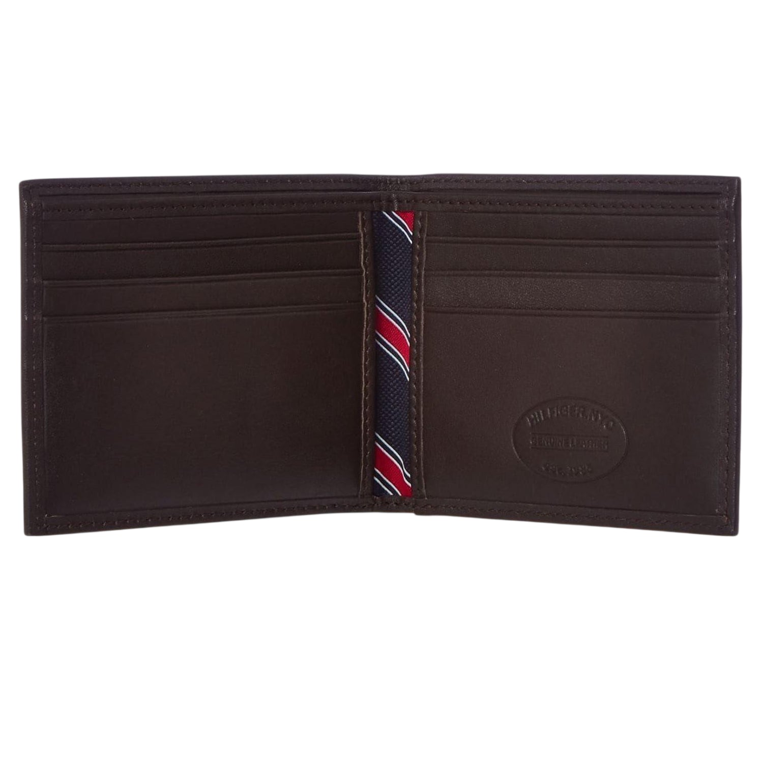 Brown - Side - Tommy Hilfiger Eton Bifold Leather Embossed Everyday Wallet
