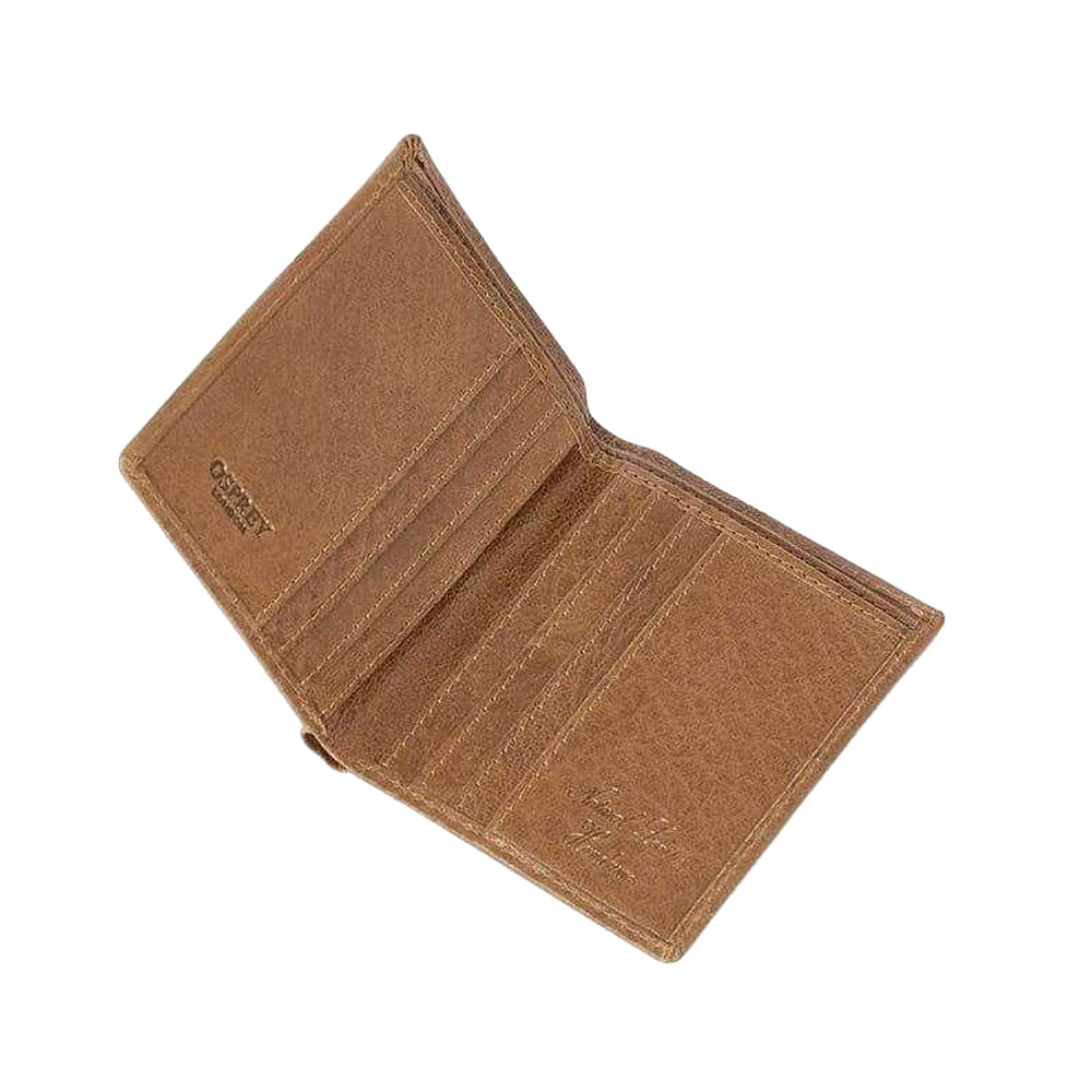 Cognac - Side - Osprey Highland Bi-Fold Leather Embossed Wallet