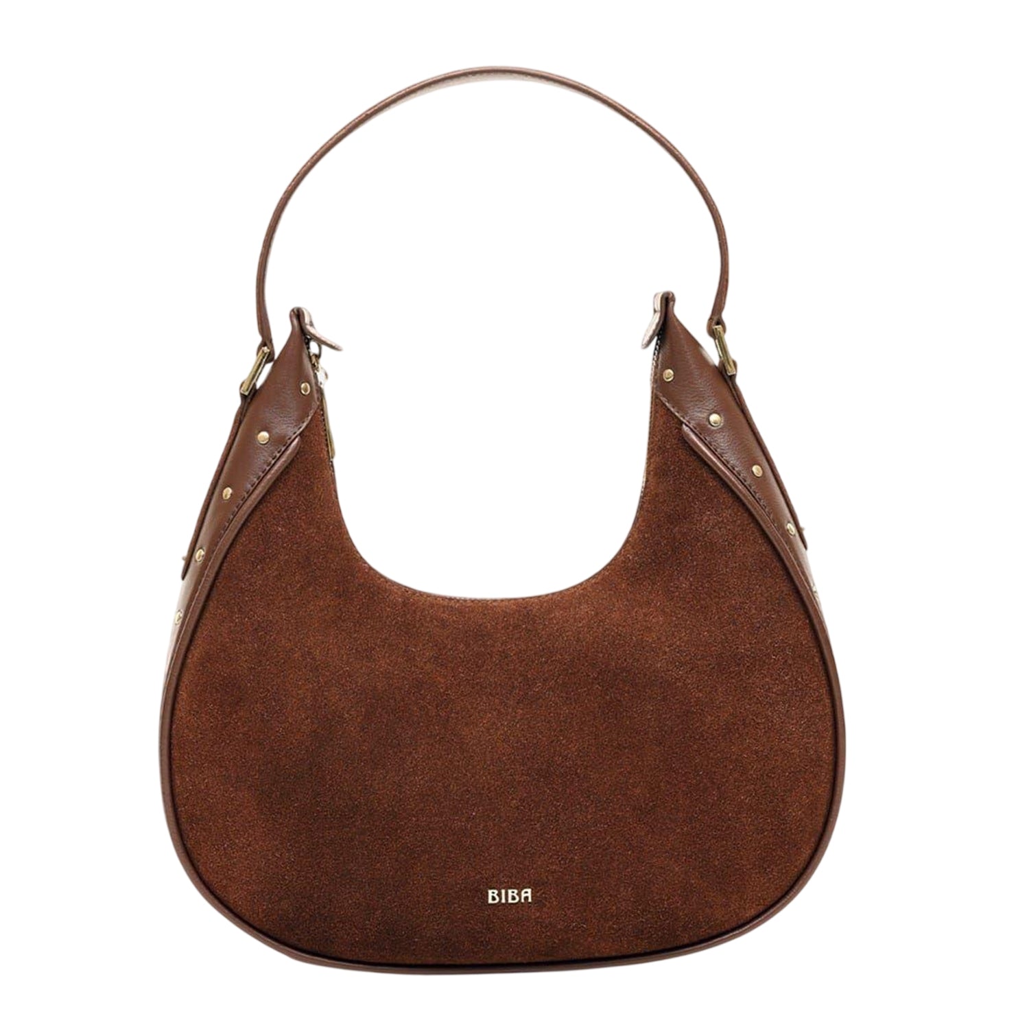 Chocolate - Back - Biba Studded Leather Everyday Shoulder Bag