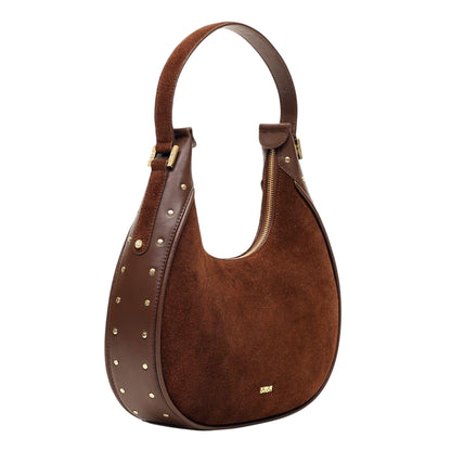Chocolate - Side - Biba Studded Leather Everyday Shoulder Bag