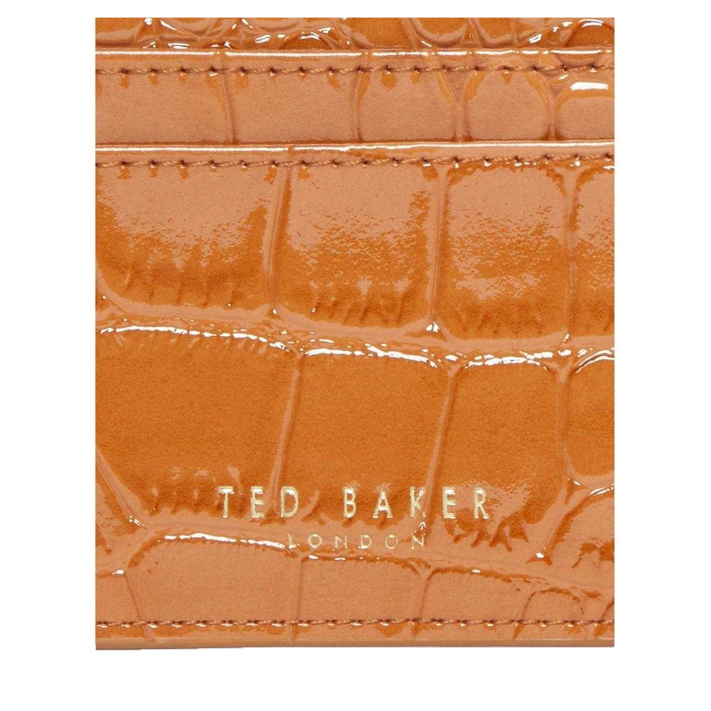 Tan - Side - Ted Baker Crocodile Skin Leather Card Holder