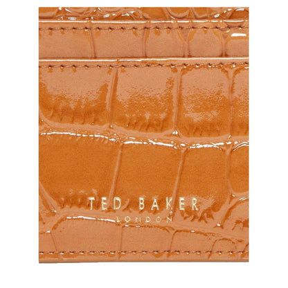 Tan - Side - Ted Baker Crocodile Skin Leather Card Holder
