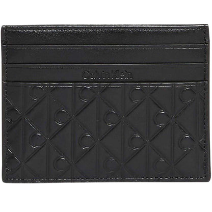Black - Front - Calvin Klein Monogram Leather Embossed Card Holder