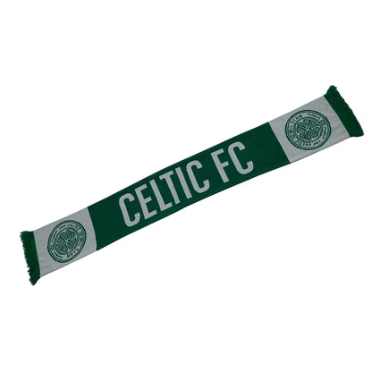 Celtic Green Print - Back - Celtic FC Striped Acrylic Scarf