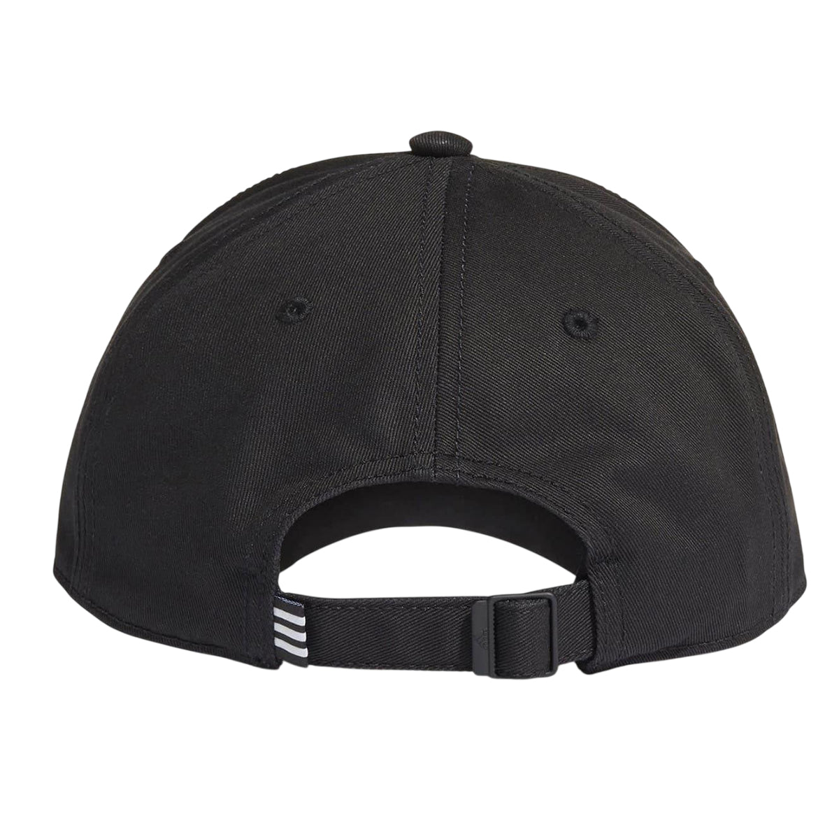 Black-White - Back - Adidas Mens 3 Stripes Cotton Twill Baseball Cap