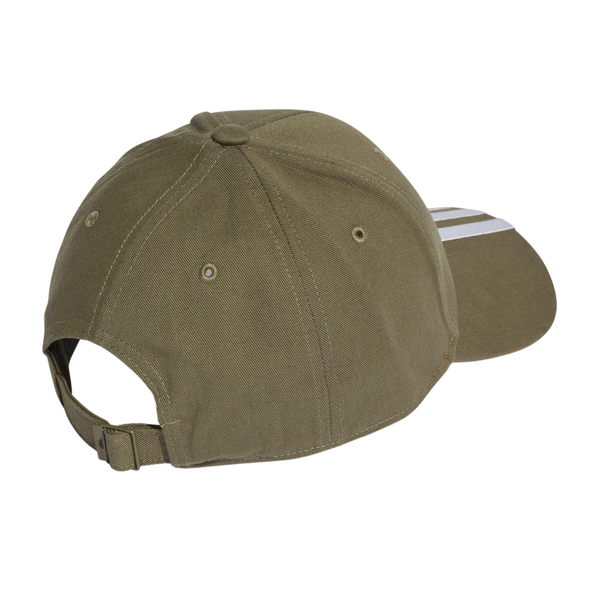 Khaki Green - Back - Adidas Mens 3 Stripes Cotton Twill Baseball Cap