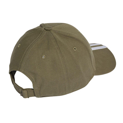 Khaki Green - Back - Adidas Mens 3 Stripes Cotton Twill Baseball Cap
