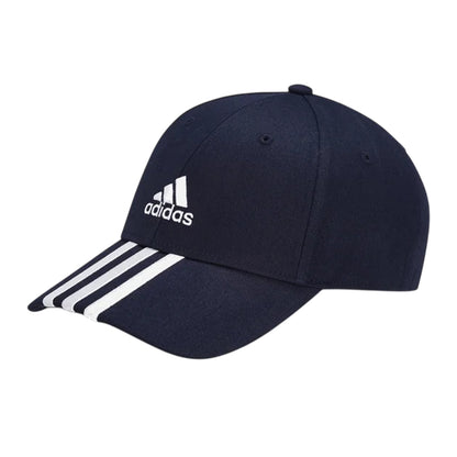 Navy-White - Front - Adidas Mens 3 Stripes Cotton Twill Baseball Cap