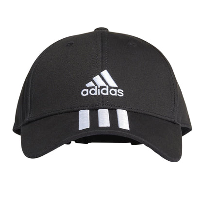Black-White - Front - Adidas Mens 3 Stripes Cotton Twill Baseball Cap