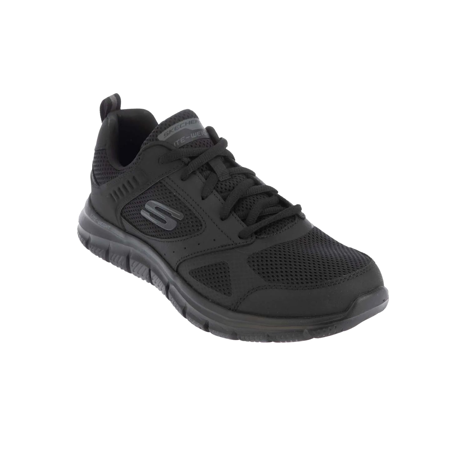 Black - Front - Skechers Mens Track Syntac Coated Leather Trainers