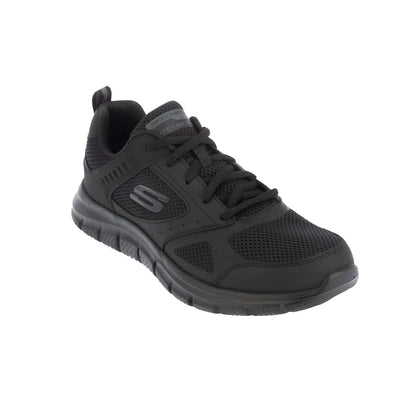 Black - Front - Skechers Mens Track Syntac Coated Leather Trainers