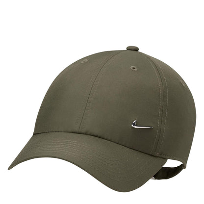 Olive Green-Silver - Front - Nike Swoosh Polyester Baseball Cap