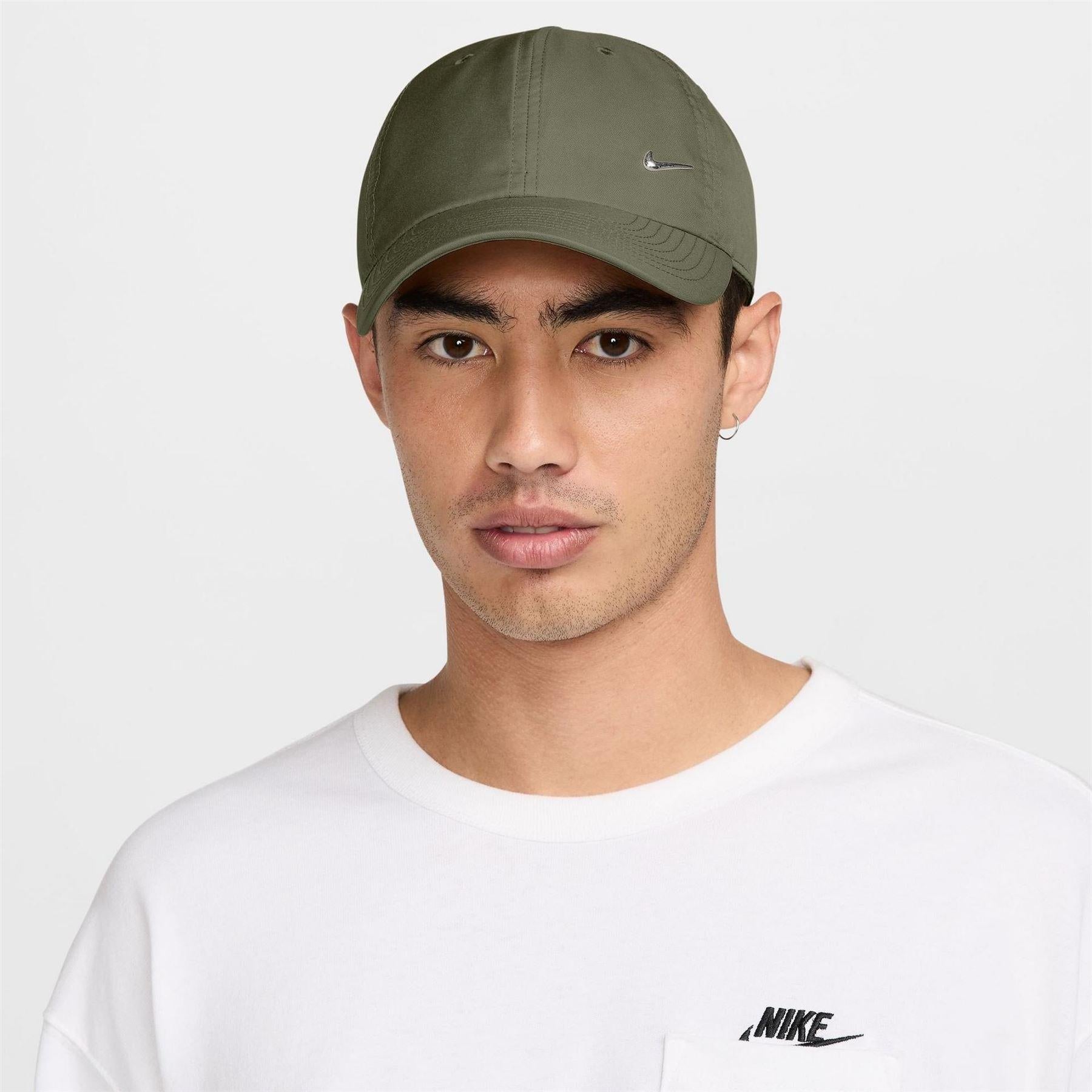 Olive Green-Silver - Back - Nike Swoosh Polyester Baseball Cap