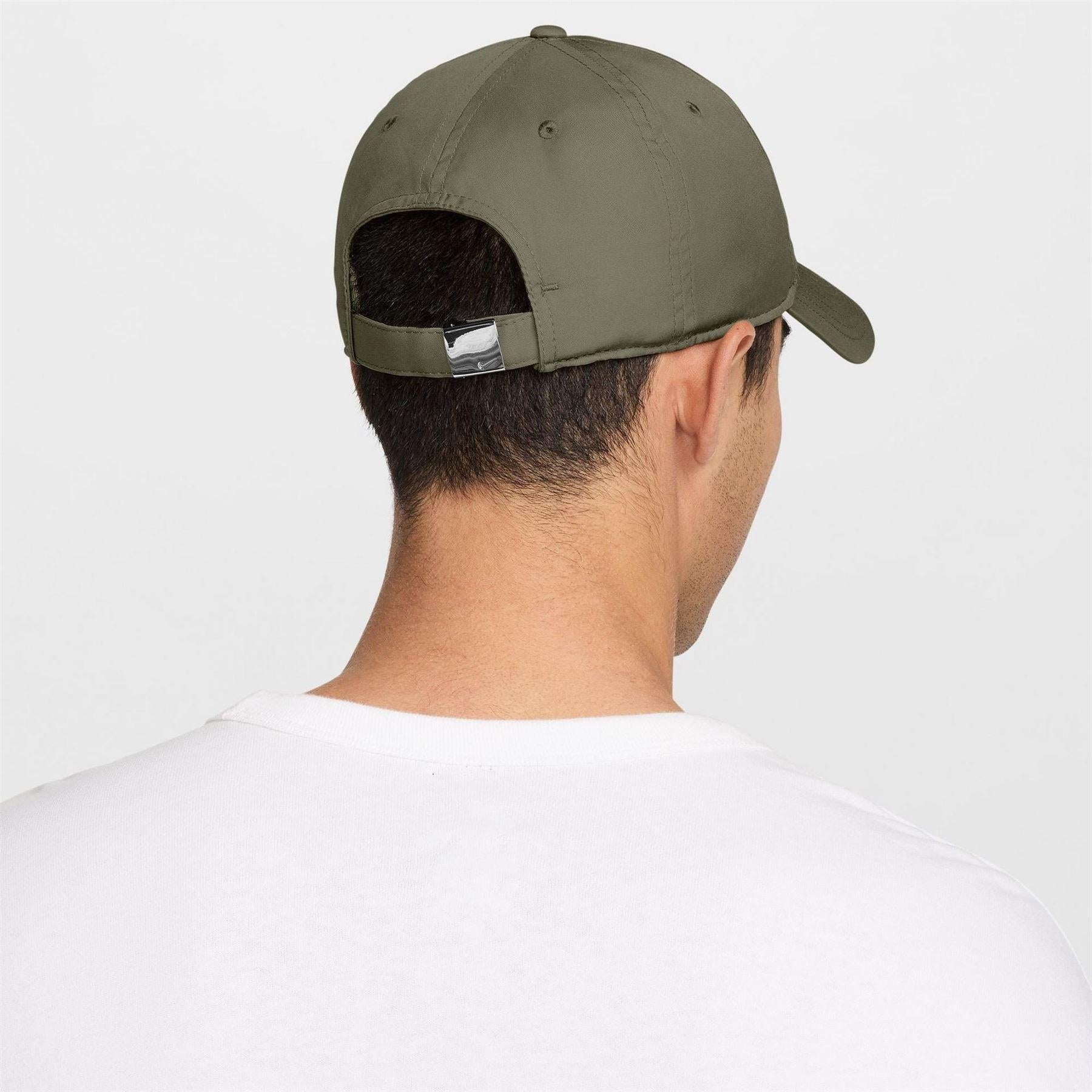 Olive Green-Silver - Side - Nike Swoosh Polyester Baseball Cap