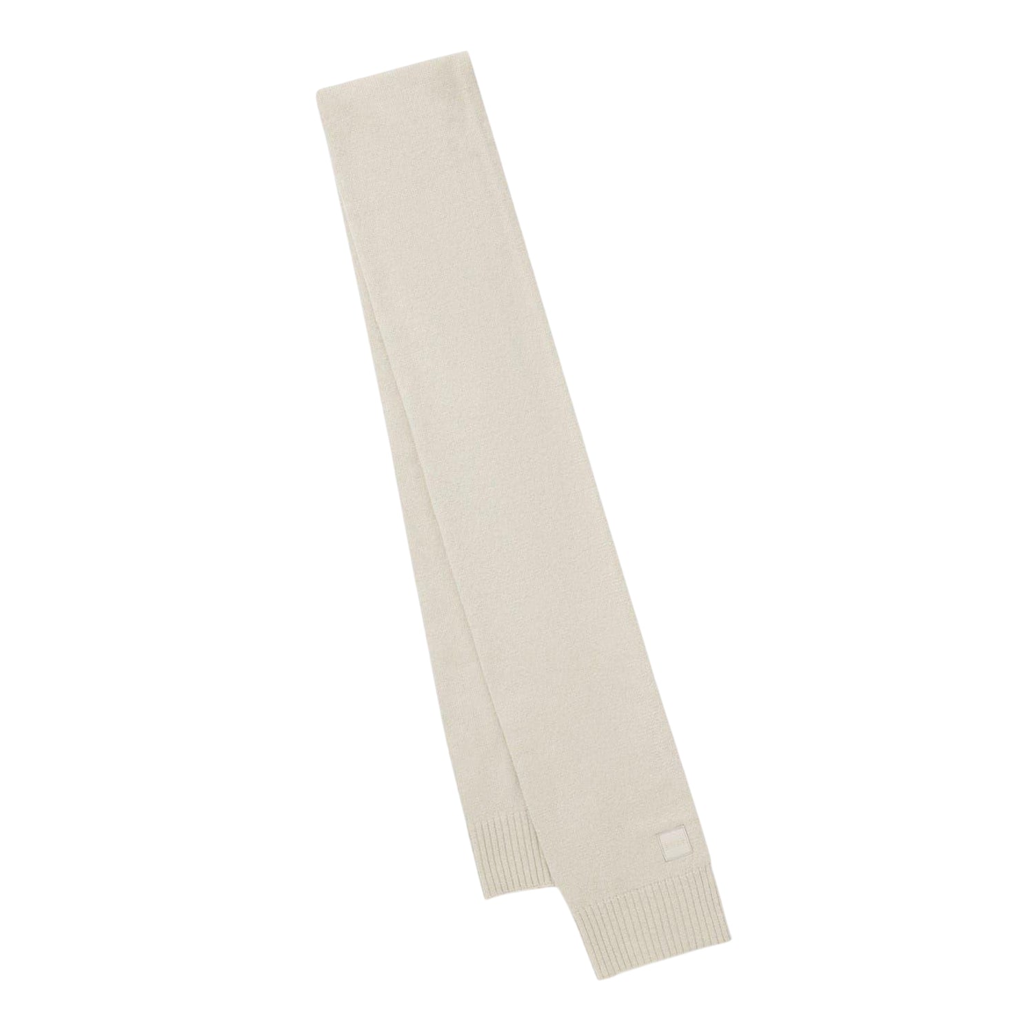 Light Beige - Back - Boss Mens Logo Wool Ribbed Scarf