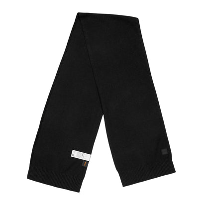 Black - Front - Boss Mens Logo Wool Ribbed Scarf
