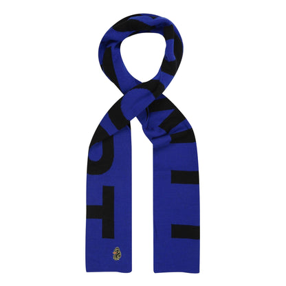 Dark Cobalt - Front - Luke Lettering Wool Knitted Scarf