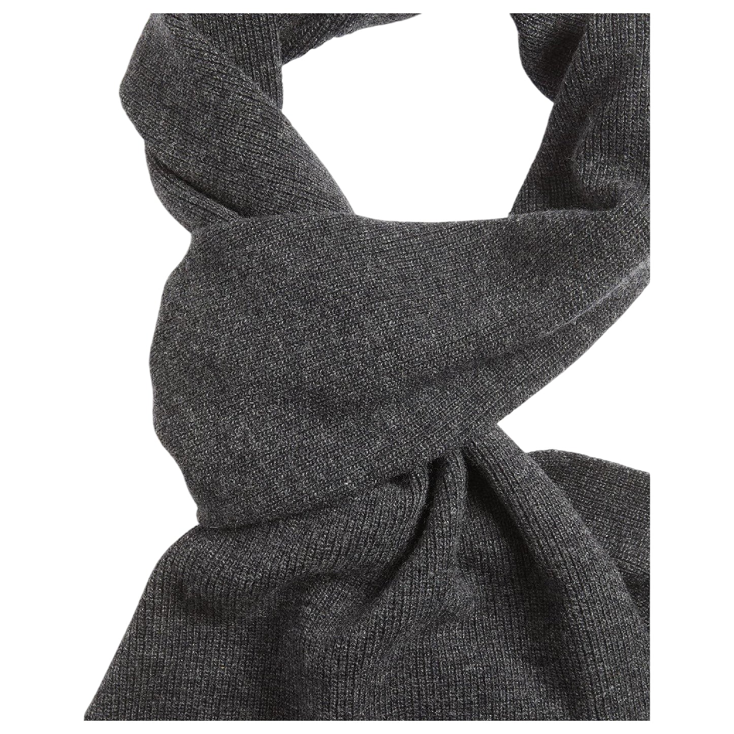 Grey - Back - Lyle & Scott Logo Lambswool Blend Ribbed Scarf