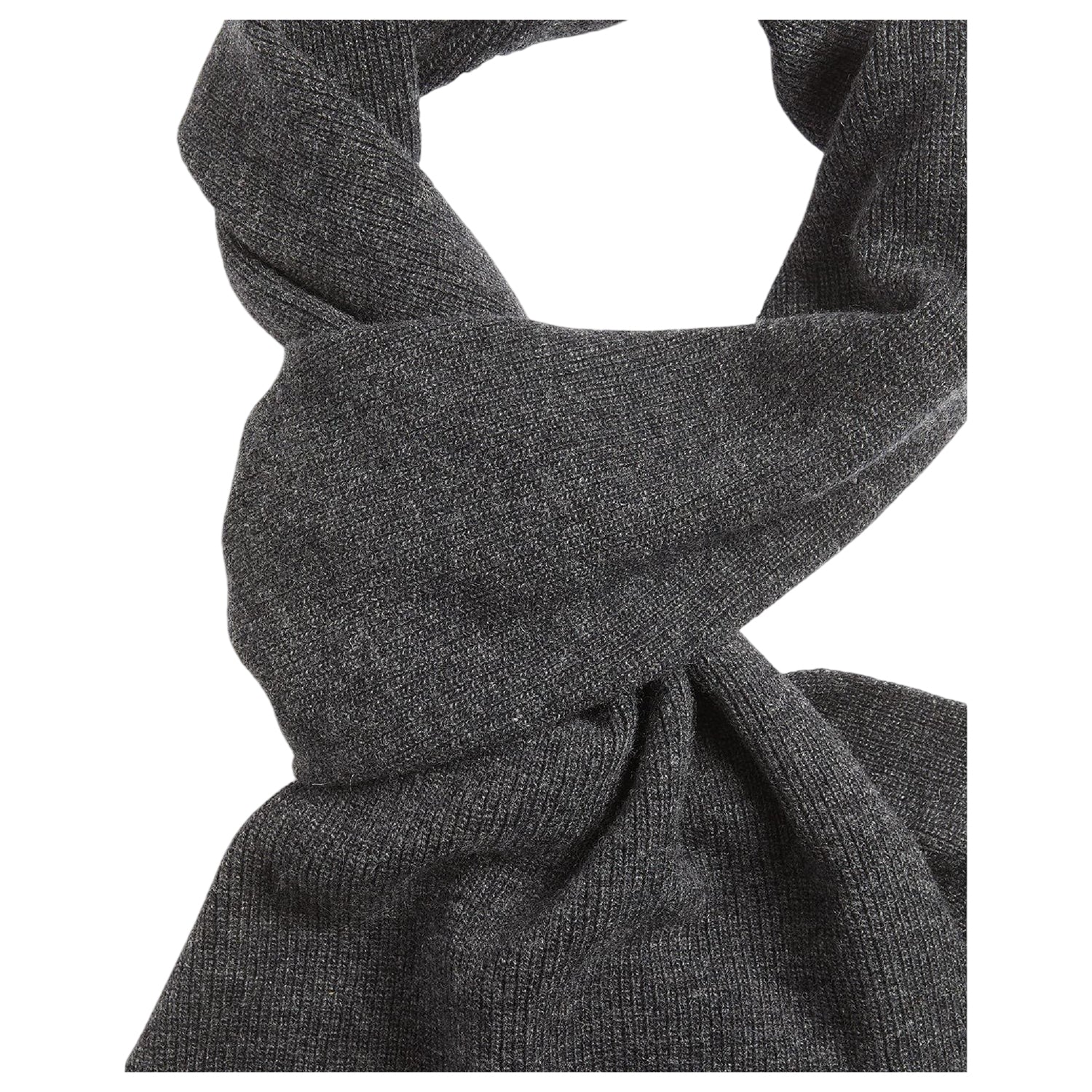 Grey - Back - Lyle & Scott Logo Lambswool Blend Ribbed Scarf