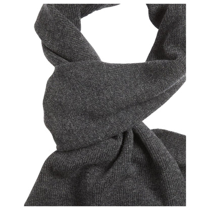 Grey - Back - Lyle & Scott Logo Lambswool Blend Ribbed Scarf