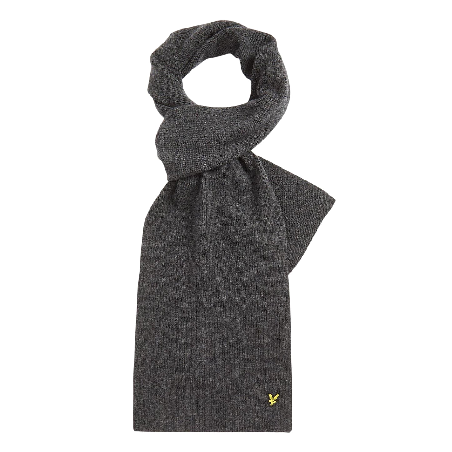 Grey - Front - Lyle & Scott Logo Lambswool Blend Ribbed Scarf