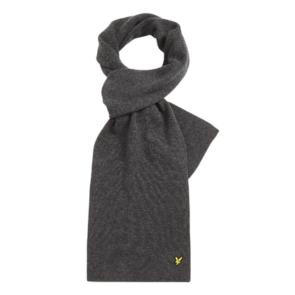Grey - Front - Lyle & Scott Logo Lambswool Blend Ribbed Scarf
