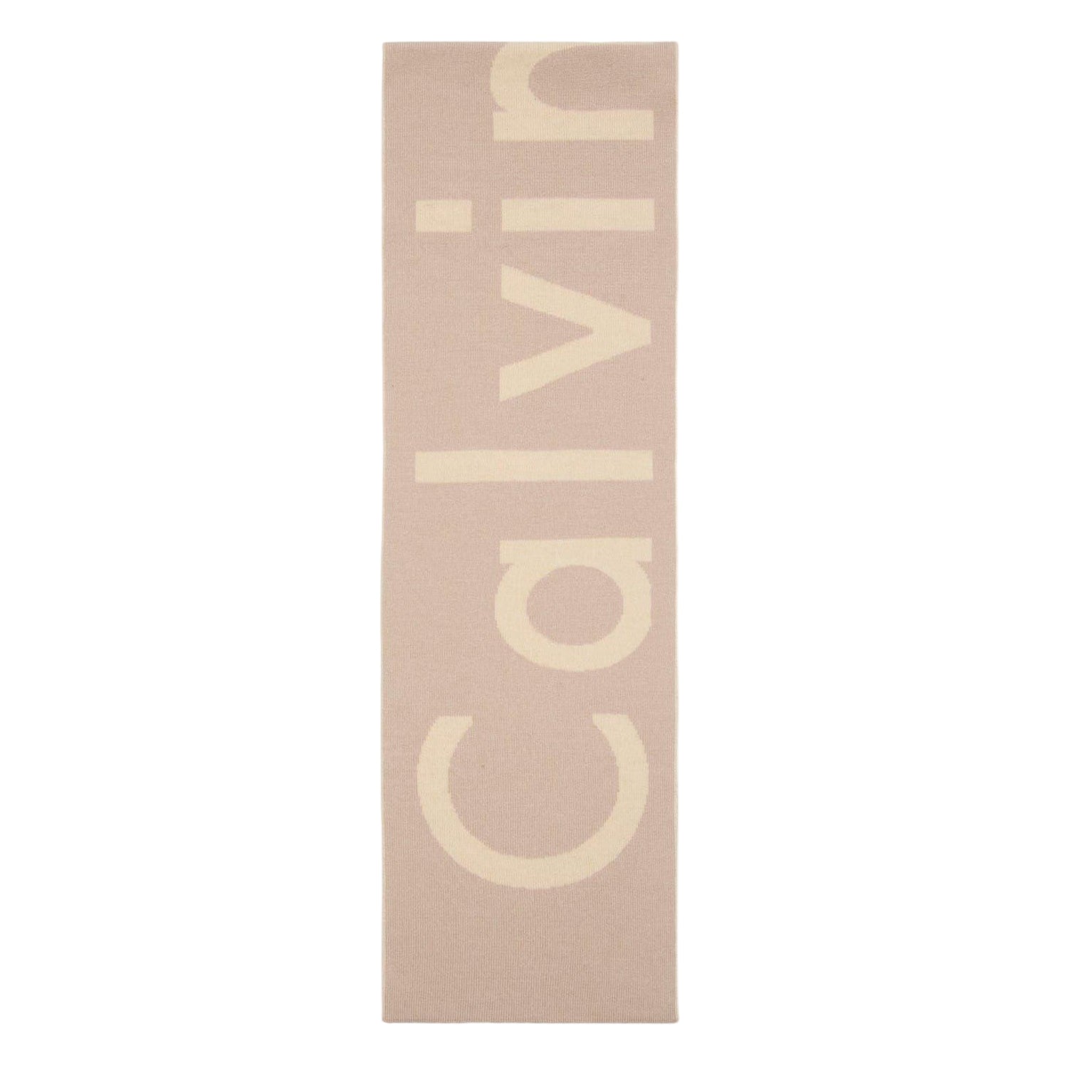 Beige - Front - Calvin Klein Unisex Adult Fine Knit Logo Scarf