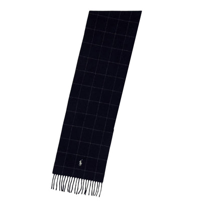 Navy - Back - Ralph Lauren Unisex Adult Plaid Wool Blend Scarf