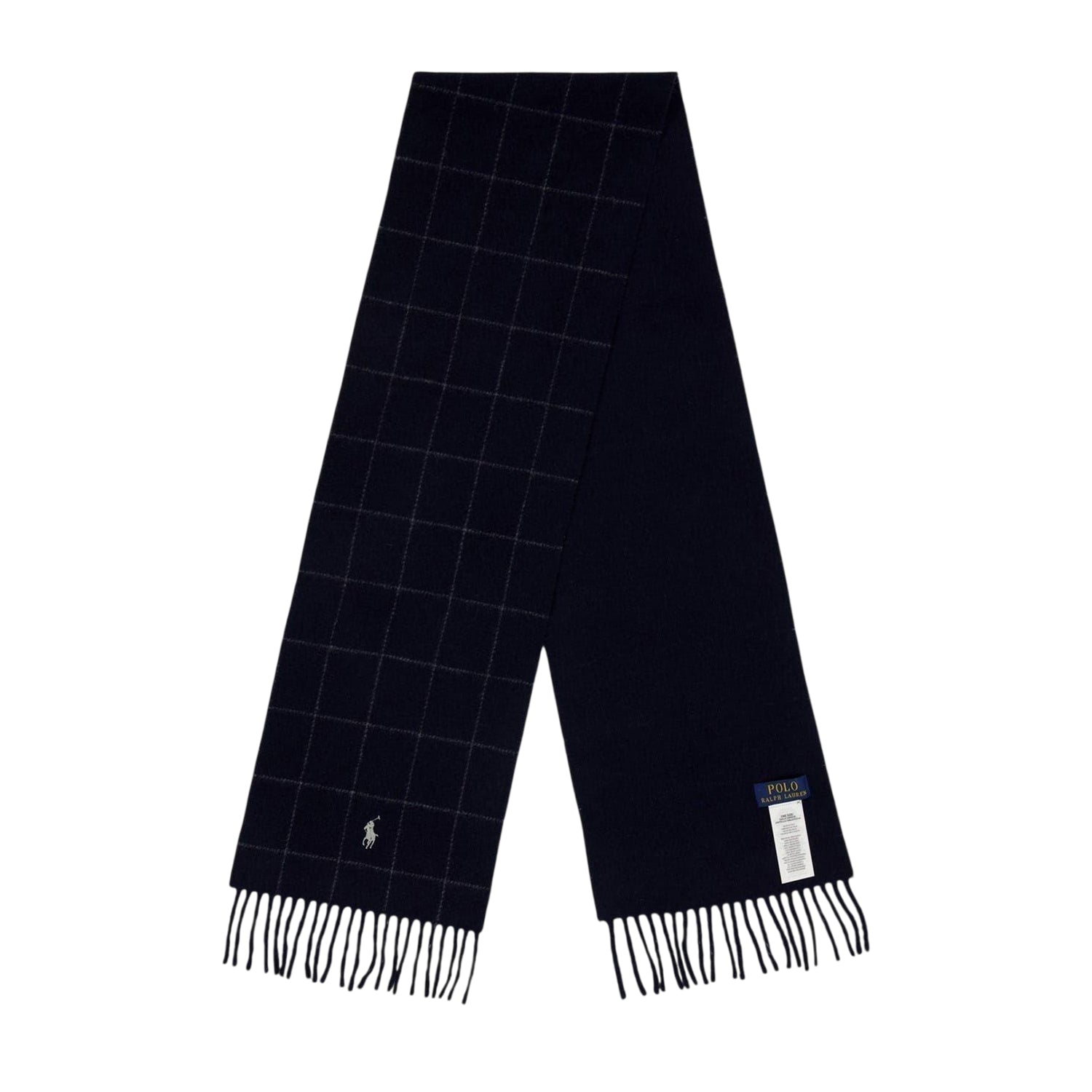 Navy - Front - Ralph Lauren Unisex Adult Plaid Wool Blend Scarf