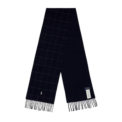 Navy - Front - Ralph Lauren Unisex Adult Plaid Wool Blend Scarf