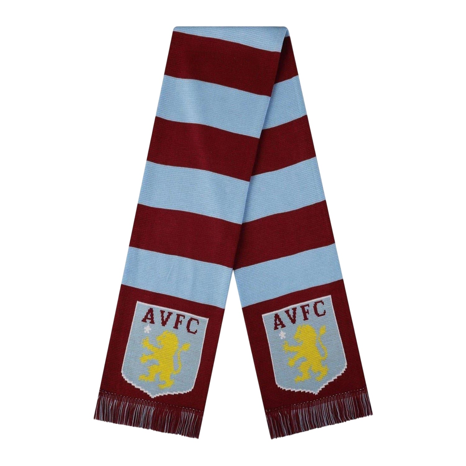 Silver-Claret-Sky Blue - Front - Aston Villa FC Unisex Adult Crest Acrylic Scarf