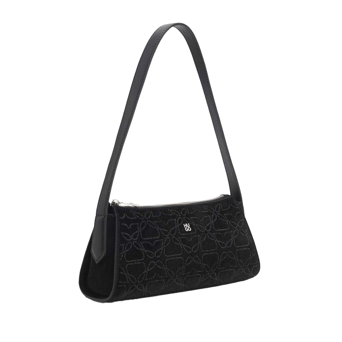 Black - Side - Hugo Chris Velvet Touch Hobo Bag