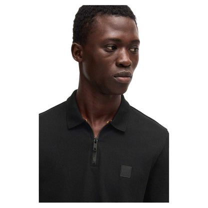 Black - Side - Boss Mens Cotton Pique Polo Shirt