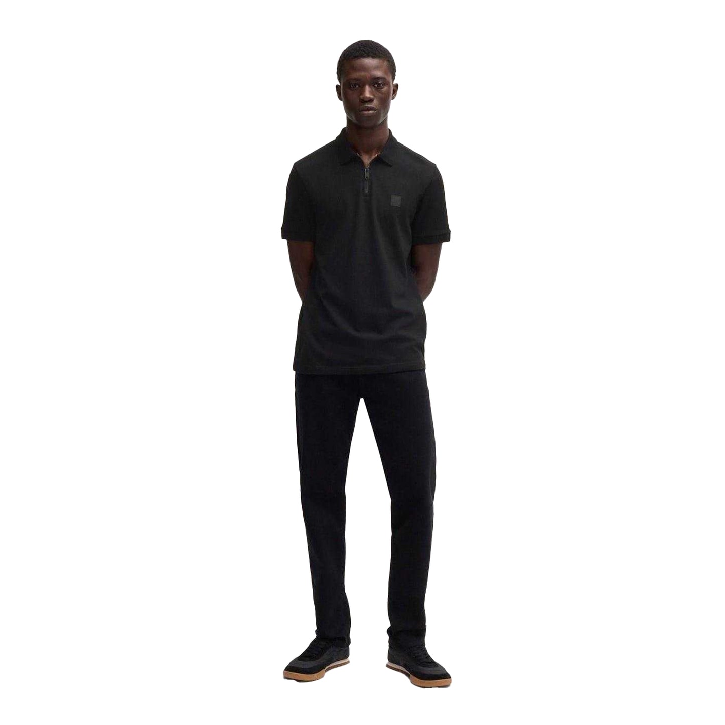 Black - Pack Shot - Boss Mens Cotton Pique Polo Shirt