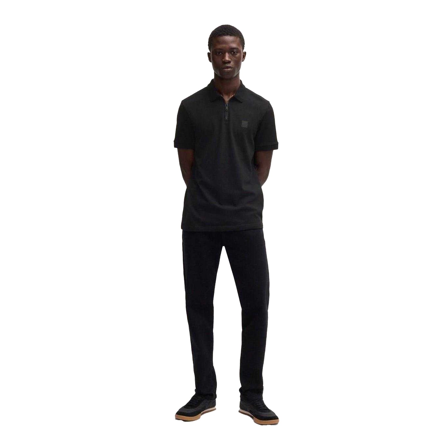 Black - Pack Shot - Boss Mens Cotton Pique Polo Shirt